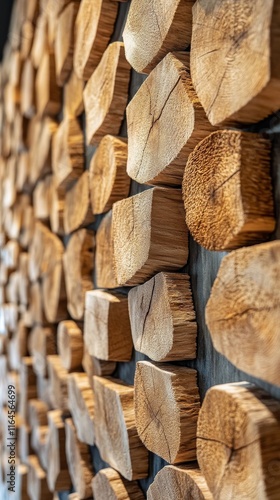 Wooden blocks arranged in a detailed pattern showcasing natural textures and ...