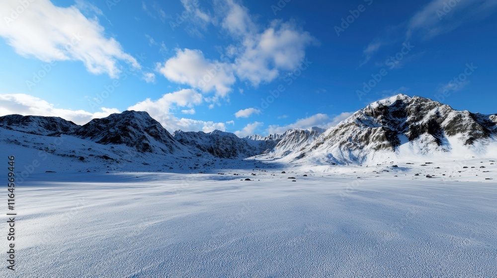 Obraz premium A snowy mountain range with a clear blue sky
