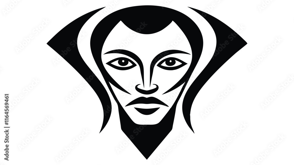 Abstract Face with One Continuous Stroke Abstract Face with One Continuous Stroke