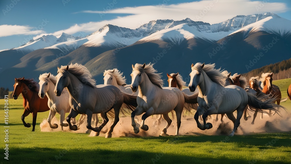 Obraz premium herd of horses generative Al