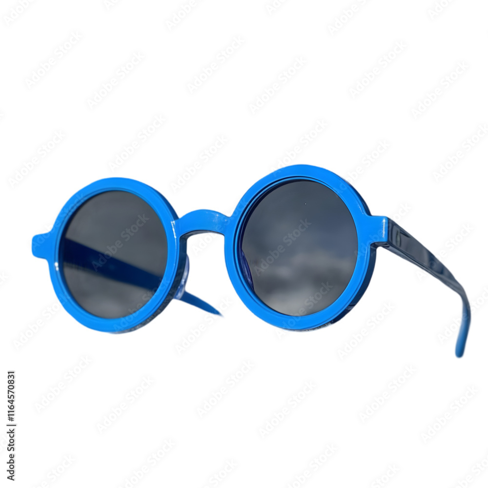 Fototapeta premium Bright Blue Round Sunglasses Summer Fashion Accessory Eye Protection
