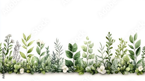 Wallpaper Mural Beautiful Watercolor Illustration of Lush Green Leaves and Vibrant Plants Framing a Serene Natural Scene of Tranquility Torontodigital.ca