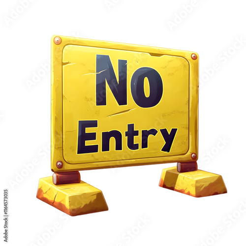 Yellow No Entry Sign  Cartoon Style Game Asset  Warning  Restricted Area  Forbidden  Acces