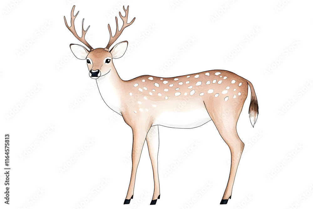 Deer silhouette watercolor style wildlife simple drawing animal isolated on white background Deer silhouette watercolor style wildlife simple drawing animal isolated on white background