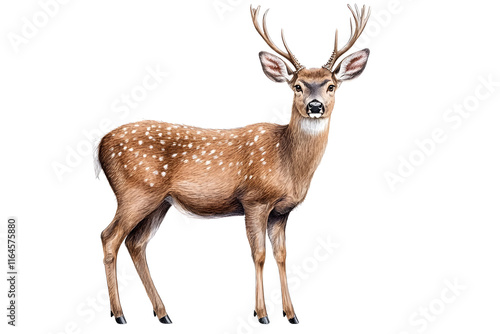 Deer silhouette watercolor style wildlife simple drawing animal isolated on white background photo