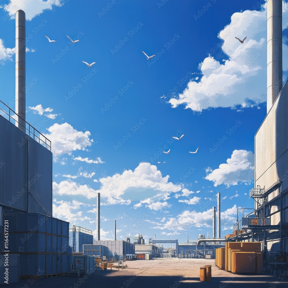 Obraz premium Sunny day at industrial complex.