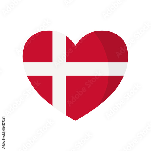 Heart with Denmark flag - vector illustration