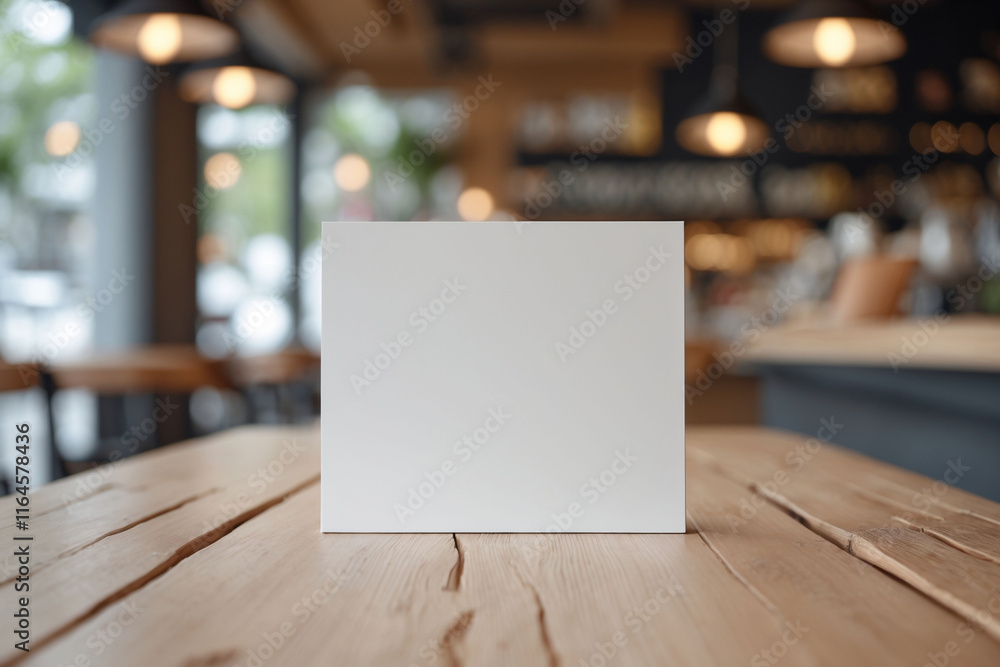Empty menu frame on a table in a coffee shop, ready for showcasing your text or product details. Empty menu frame on a table in a coffee shop, ready for showcasing your text or product details.