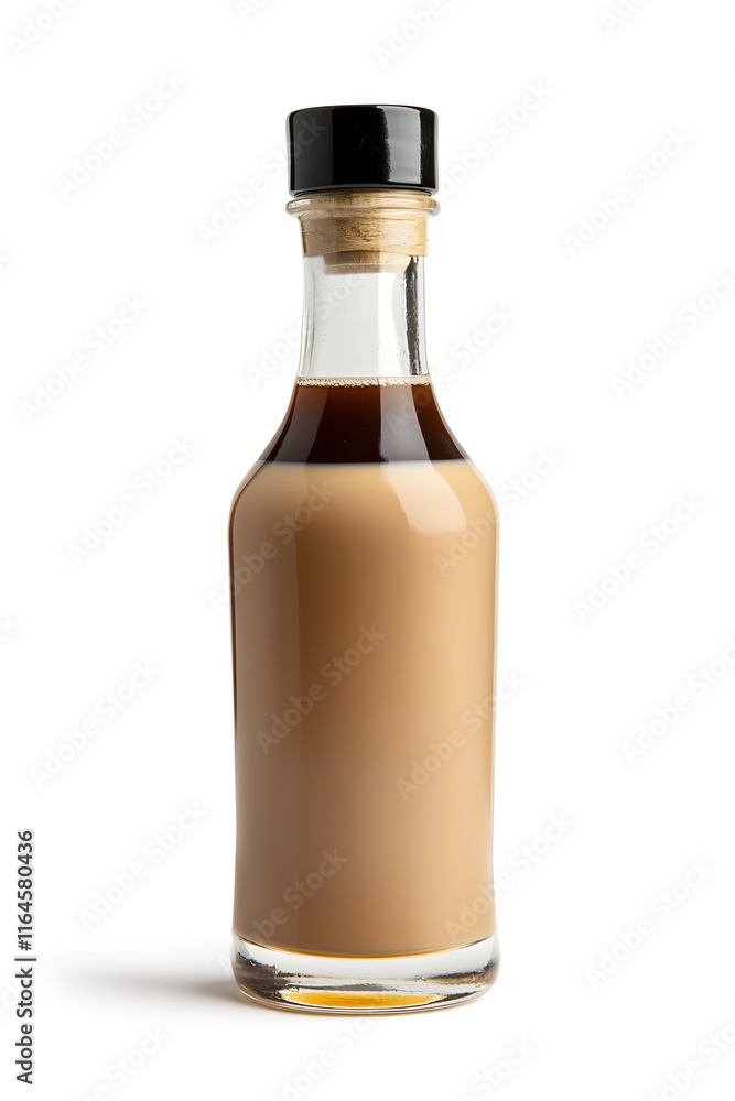 A bottle of Irish cream liqueur cocktail. Product mock up isolated on white A bottle of Irish cream liqueur cocktail. Product mock up isolated on white