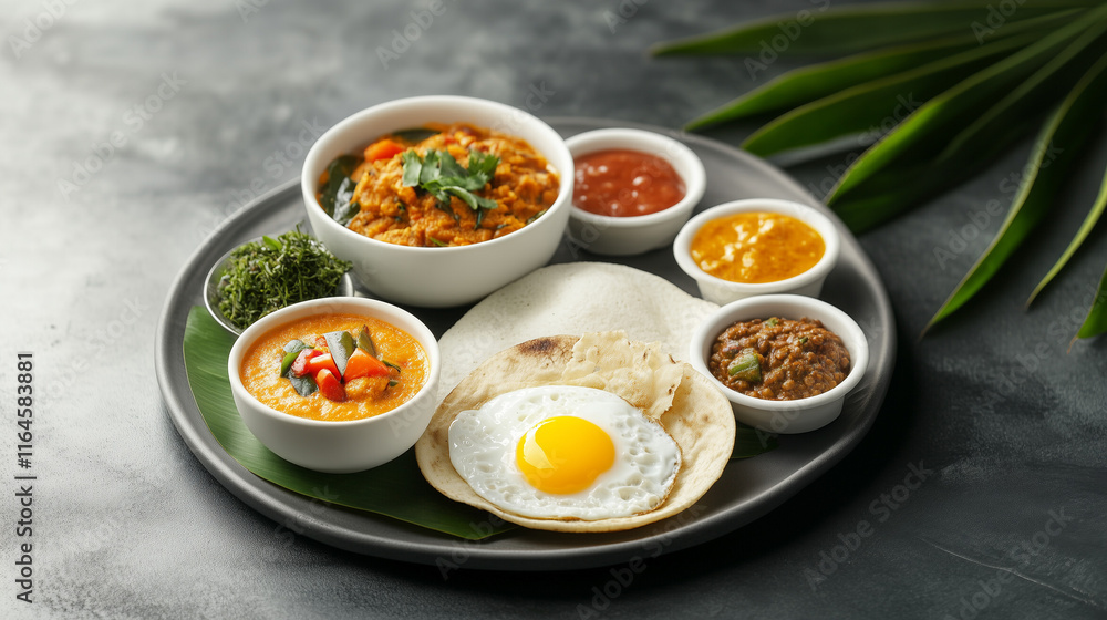 A hearty breakfast featuring a variety of dishes, including rice, lentils, and an egg A hearty breakfast featuring a variety of dishes, including rice, lentils, and an egg