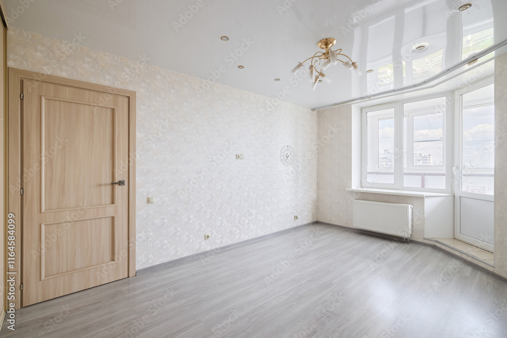 Fototapeta premium A lightfilled, neutral room that creates a serene atmosphere for various living arrangements