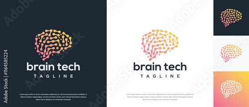 Smart brain technology vector logo design. Technology human brain connection logo template.