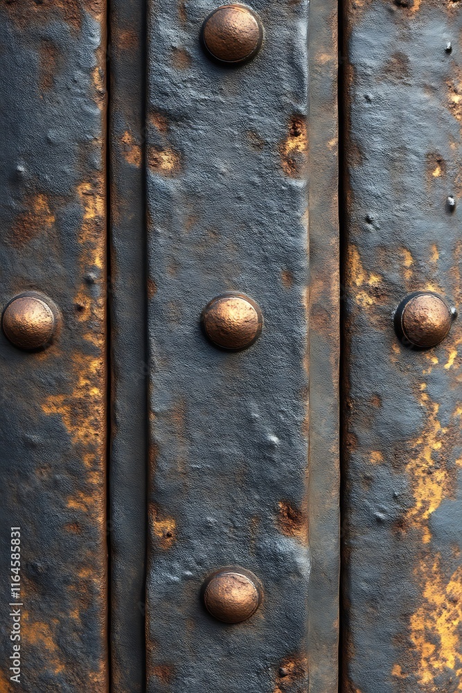 Rustic Metal Panel: Weathered Steel with Bronze Accents Rustic Metal Panel: Weathered Steel with Bronze Accents
