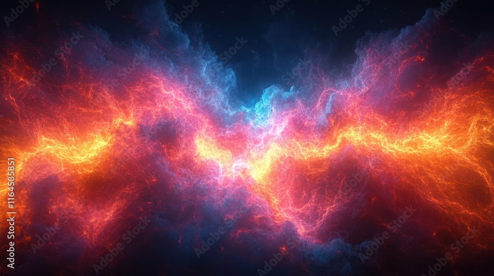 Abstract fiery and icy nebula cosmic energy clash. Abstract fiery and icy nebula cosmic energy clash.