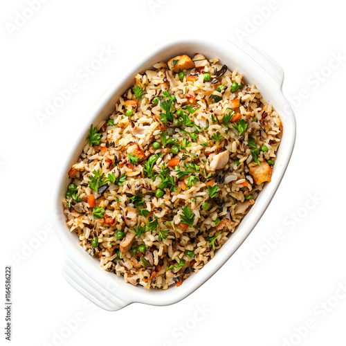 Wild rice casserole isolated on transparent background photo