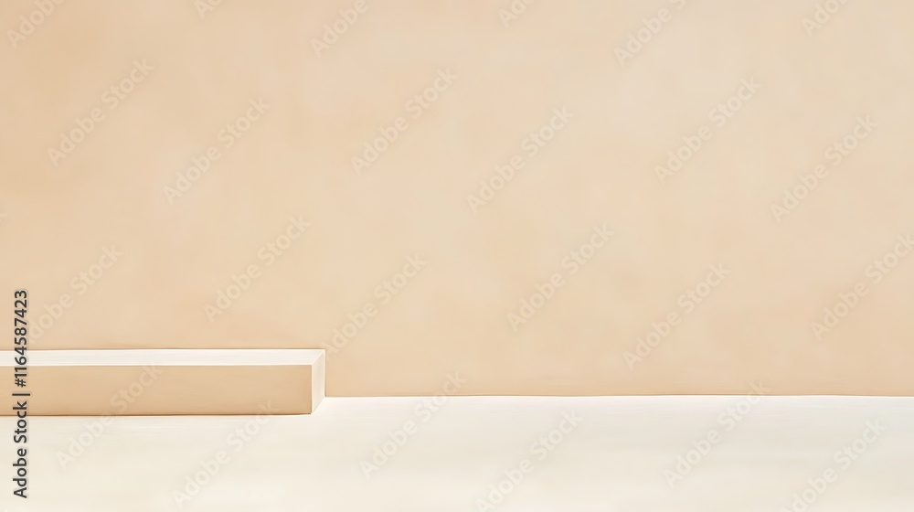 Minimalist Beige Background with Single Platform Minimalist Beige Background with Single Platform