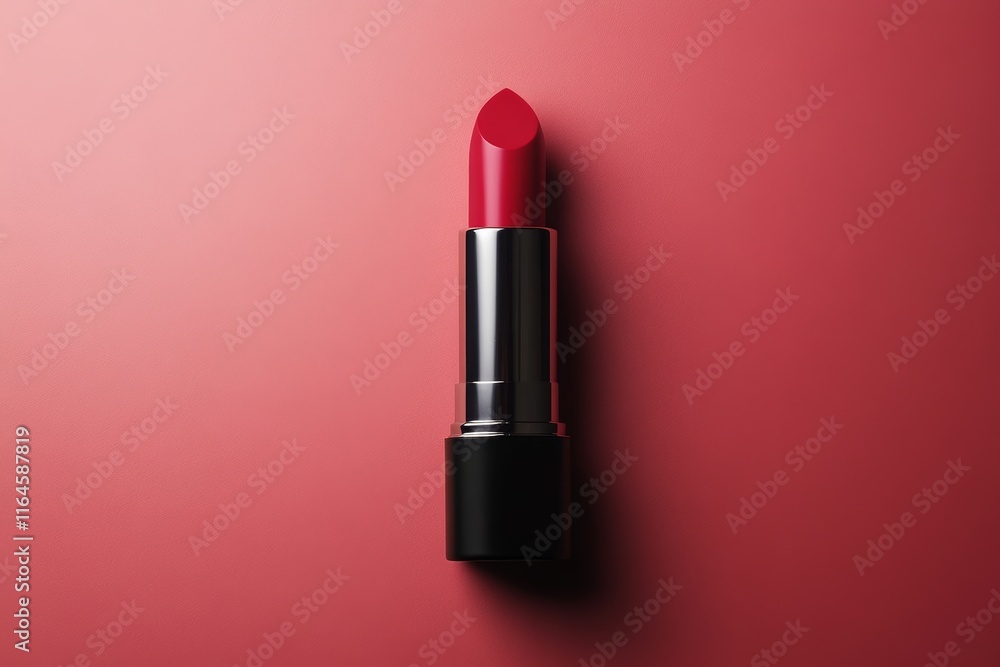 A red lipstick is on a red background A red lipstick is on a red background