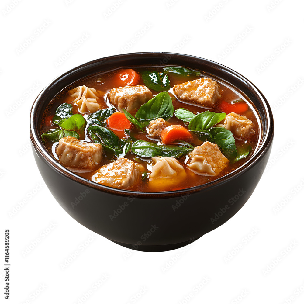 Tasty Wonton Soup isolated on transparent background Tasty Wonton Soup isolated on transparent background