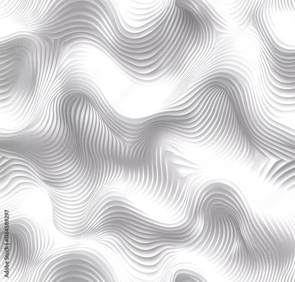 Fototapeta premium Black Line Wave on White Background: Minimalist Design Material for Creative Projects