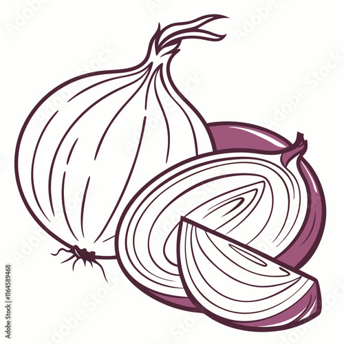 red onion slices on white