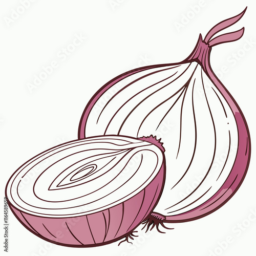 red onion slices on white