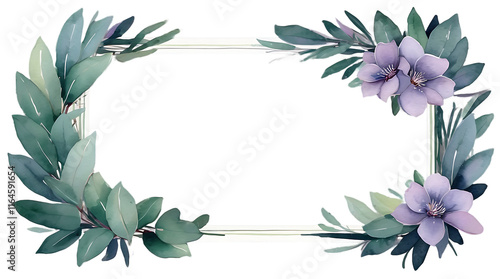 Elegant Watercolor Lavender and Eucalyptus Frame: A Fresh Botanical Design for Invitations and Creative Projects