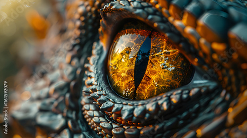 Close-up of a dragon reptile eye