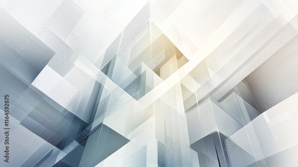 Obraz premium Futuristic abstract background with floating geometric shapes and blurred light effects for design