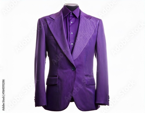 purple suit jacket with lapels isolated on white background photo