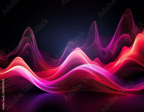vibrant pink and red sound waves on black background