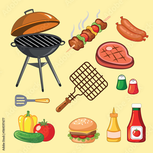 BBQ Items Isolated in white Background