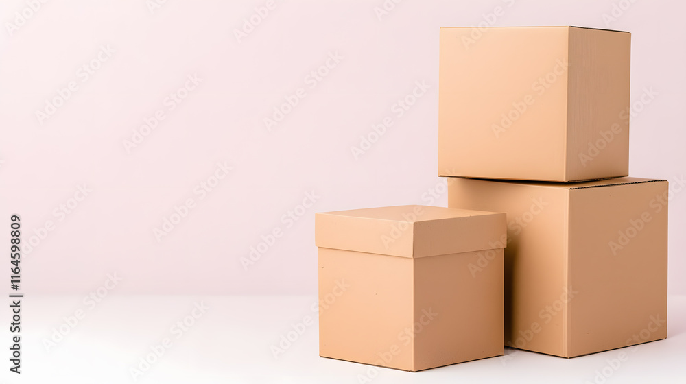 Parcel brown cardboard box pack mock up isolated on white Parcel brown cardboard box pack mock up isolated on white