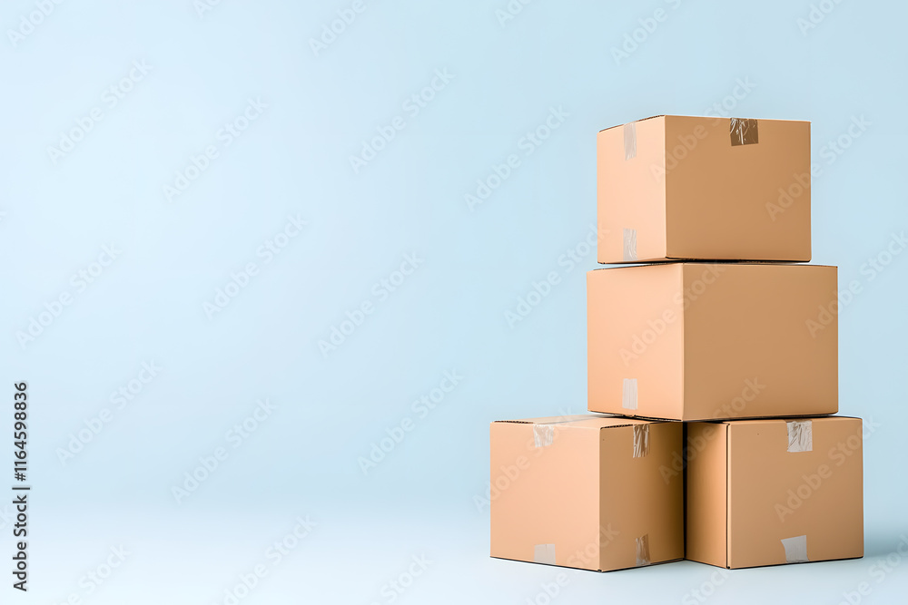 Parcel brown cardboard box pack mock up isolated on white Parcel brown cardboard box pack mock up isolated on white