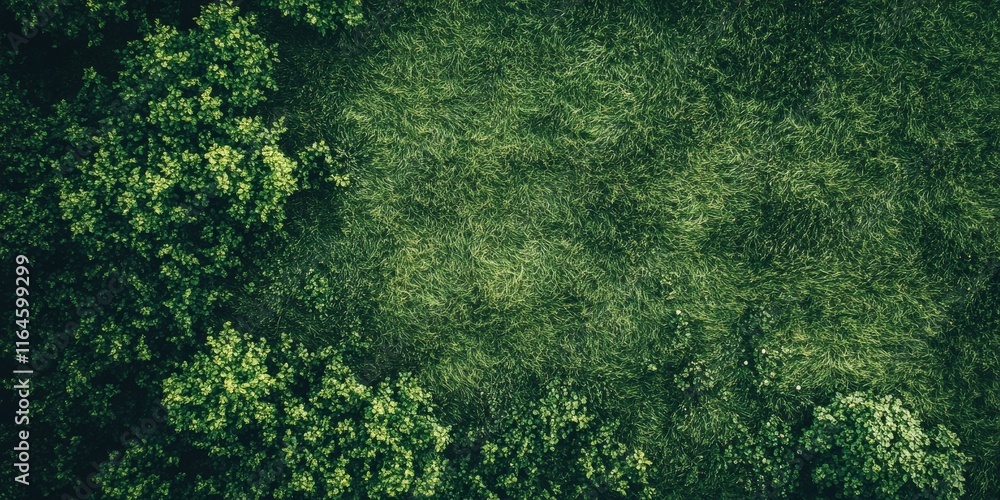 A lush green field with a dense forest in the background. The trees are tall and leafy A lush green field with a dense forest in the background. The trees are tall and leafy