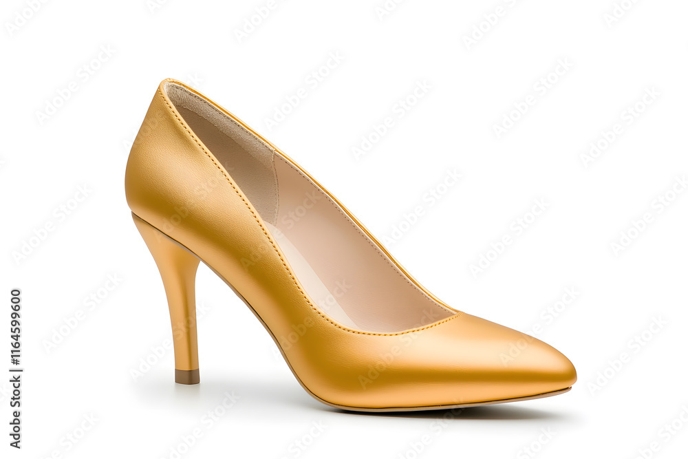 A luxury golden color high Heel isolated on white background A luxury golden color high Heel isolated on white background