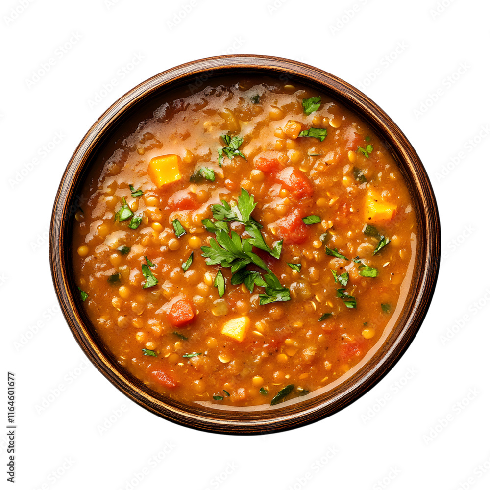 Mouth-watering Turkish lentil soup isolated on transparent background Mouth-watering Turkish lentil soup isolated on transparent background