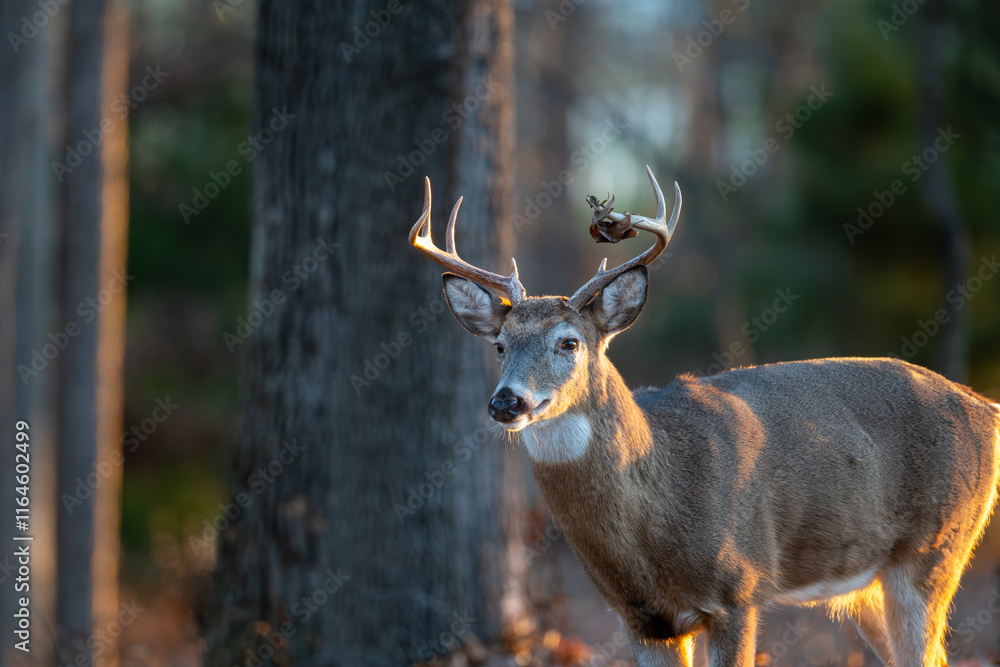 Whitetailed deer buck in the woods