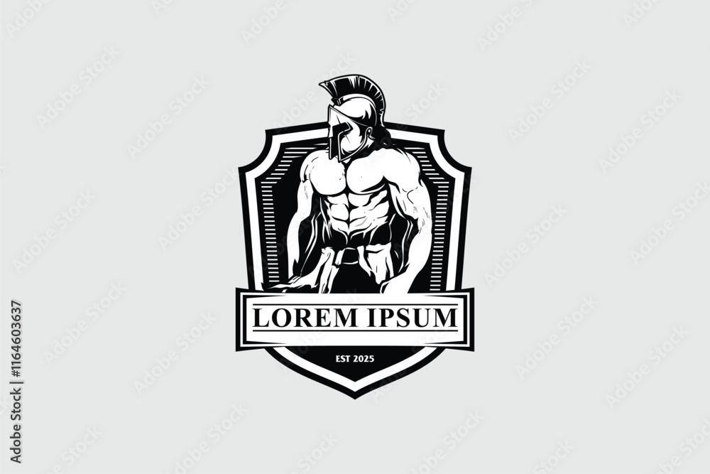 Black and white warrior spartan vector image logo template Black and white warrior spartan vector image logo template