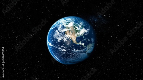 Earth from space with glowing atmosphere in the dark