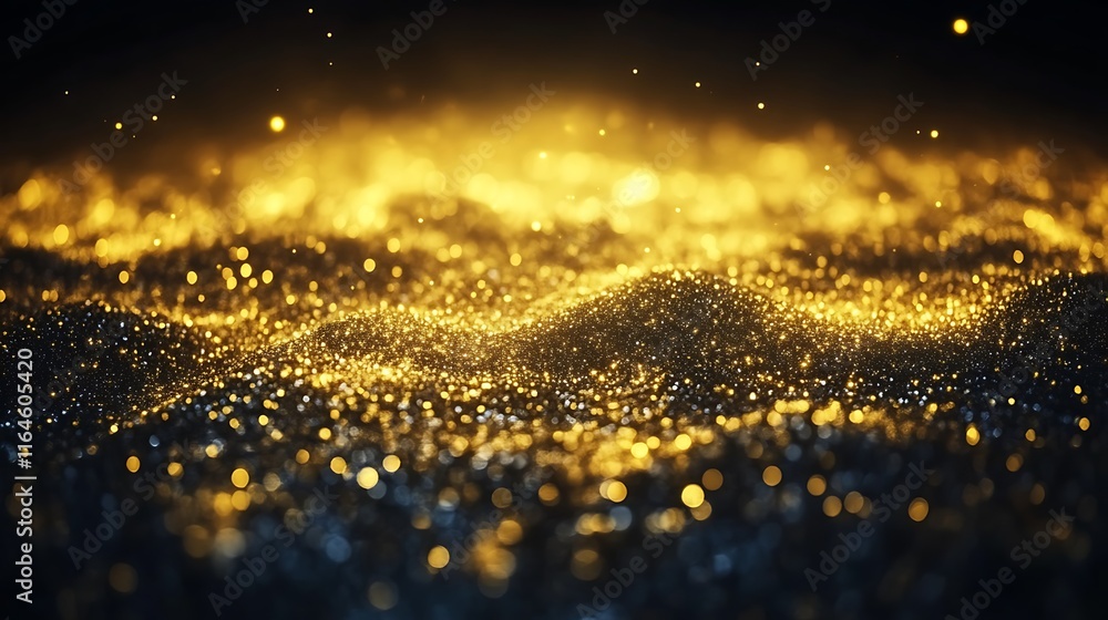 Golden Glitter Texture Background Shimmers Brightly Golden Glitter Texture Background Shimmers Brightly