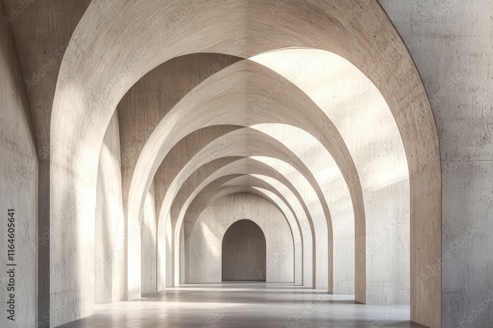 Fototapeta premium Modern concrete hallway with shadows and light