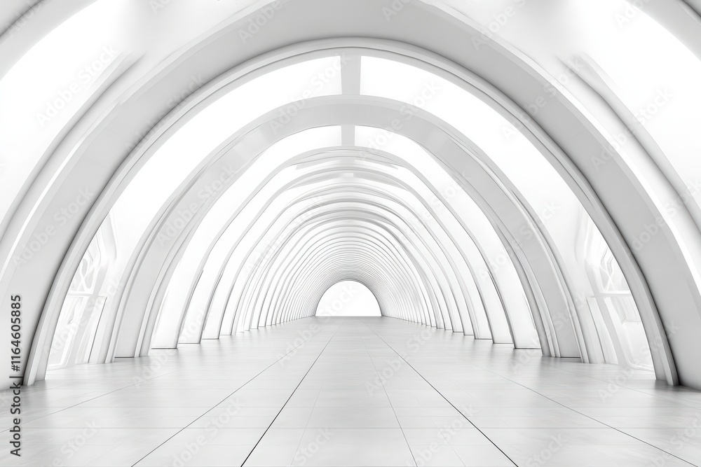 Fototapeta premium White arched hallway with soft natural lighting