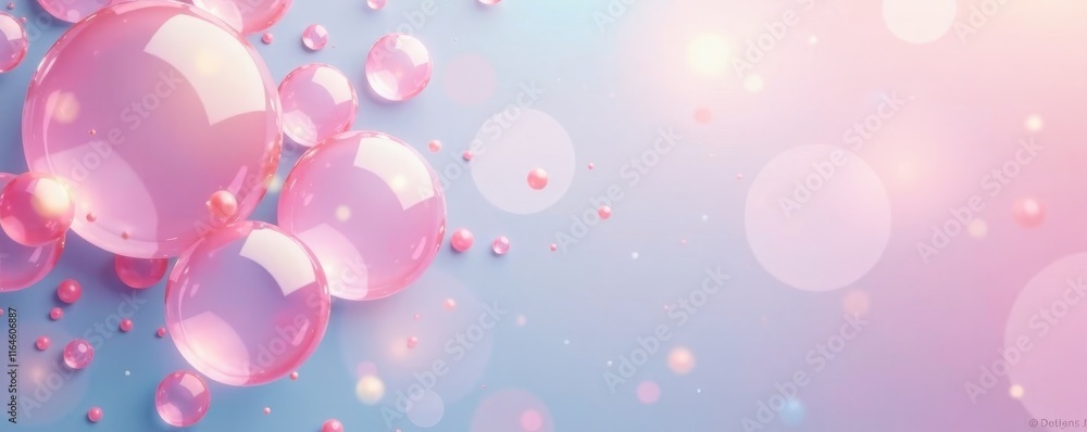 Soft pastel bubbles float on a light background , round, digital, soft Soft pastel bubbles float on a light background , round, digital, soft
