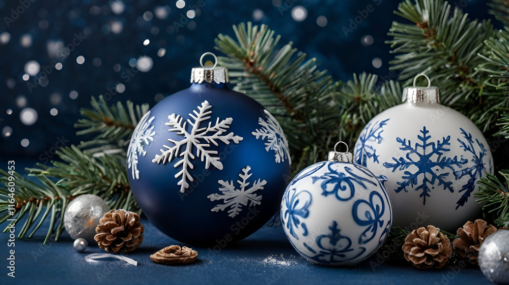 Festive New Year's decorations resting on a blanket of glistening snow, creating a magical and wintry holiday atmosphere. Festive New Year's decorations resting on a blanket of glistening snow, creating a magical and wintry holiday atmosphere.