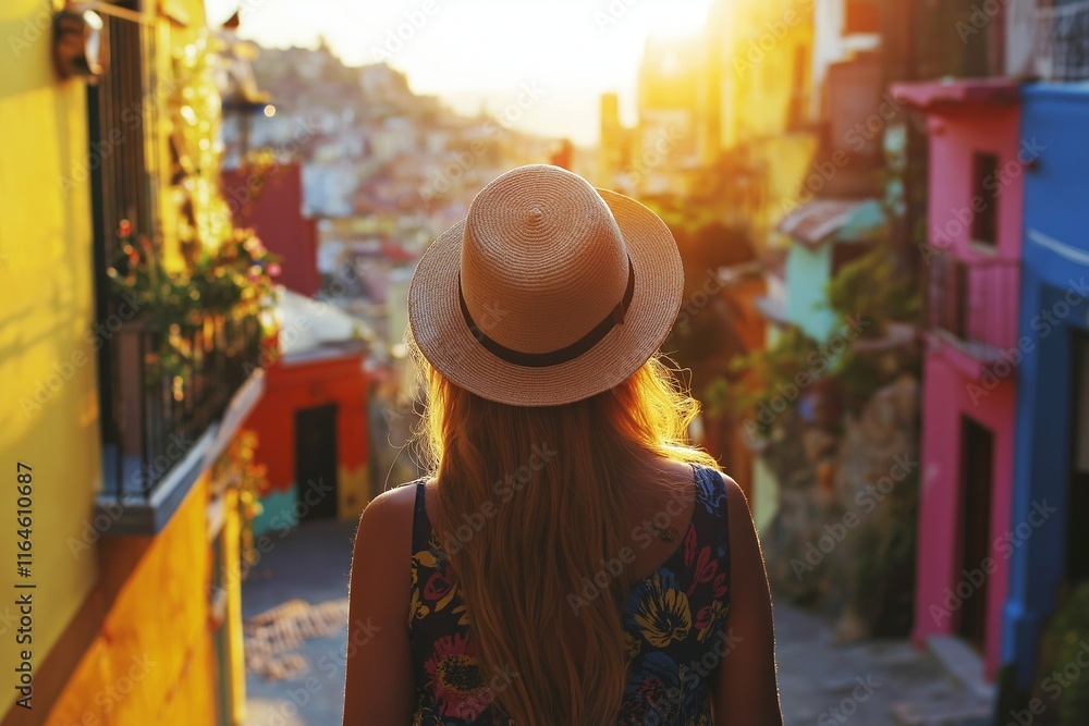 Obraz premium Study abroad program: Student exploring a new city, experiencing different cultures and languages