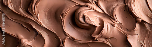 Chocolate Buttercream Surface: A smooth chocolate buttercream with soft swirls and a rich texture
