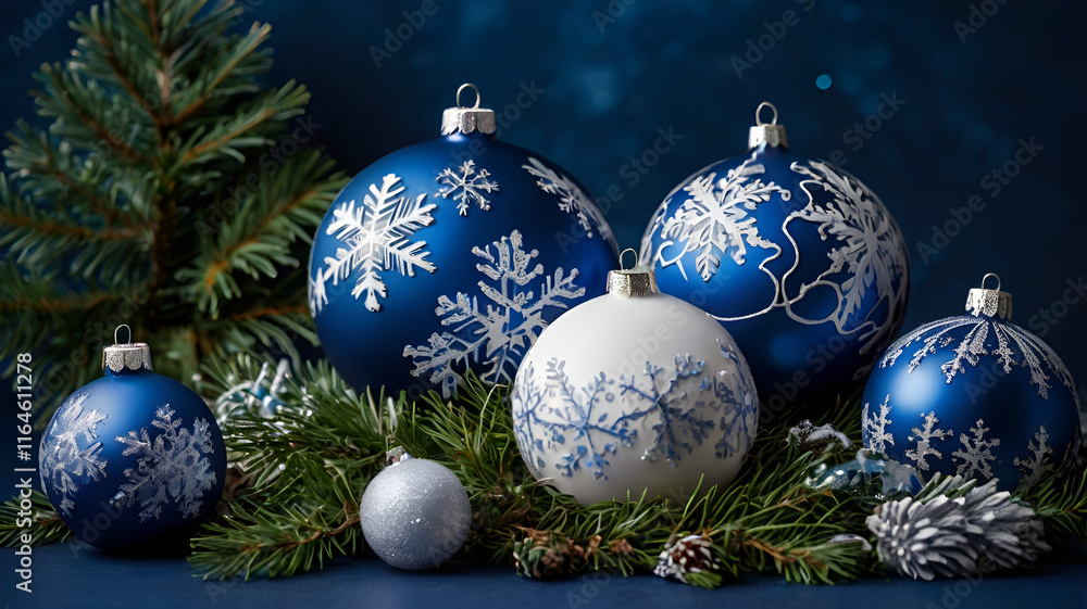Festive New Year's decorations resting on a blanket of glistening snow, creating a magical and wintry holiday atmosphere. Festive New Year's decorations resting on a blanket of glistening snow, creating a magical and wintry holiday atmosphere.