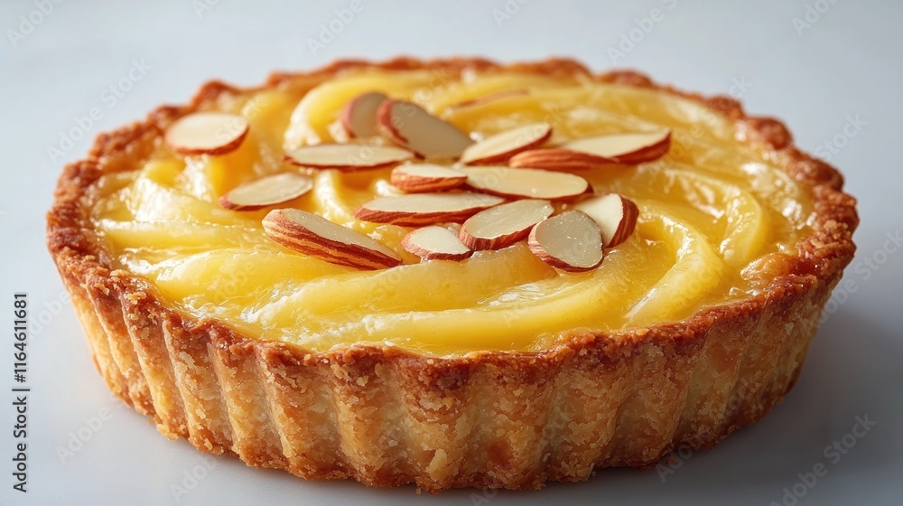 Delicious lemon curd tart with almond topping. Delicious lemon curd tart with almond topping.