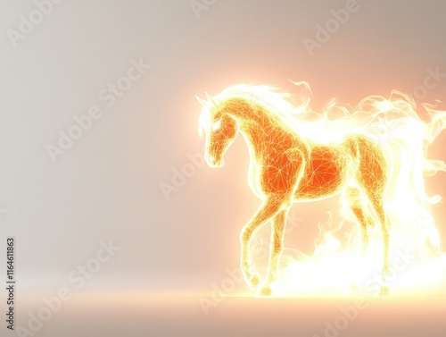 Fiery glowing horse in dynamic motion for elegant design photo