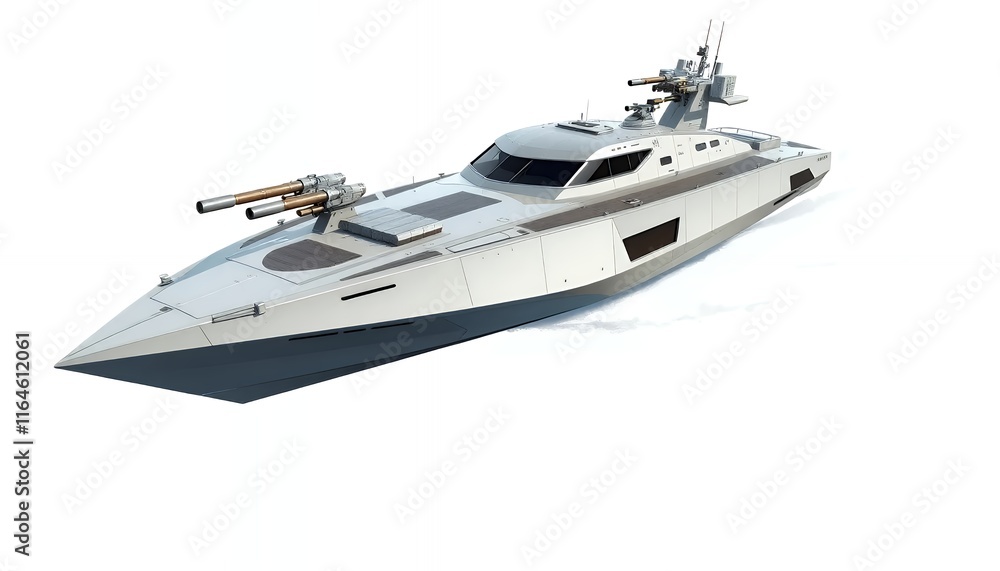 Sleek Armed Speedboat: A Futuristic Naval Vessel Design Sleek Armed Speedboat: A Futuristic Naval Vessel Design
